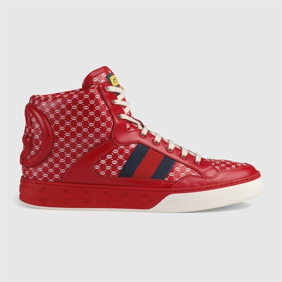 NIB Authentic Gucci-Dapper Dan Calfskin GG Micro Monogram Mens High Top Sneakers - Picture 7 of 7